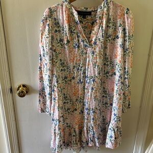 Tommy Hilfiger Puff Sleeve Long Sleeve Floral V-Neck Shirt Dress, size Small